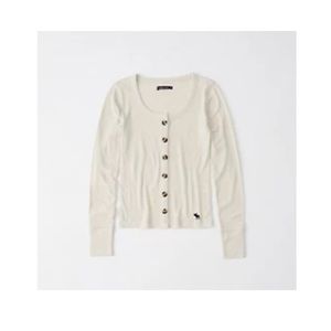 EUC Abercrombie & Fitch Button-Up Icon Cardigan in Cream